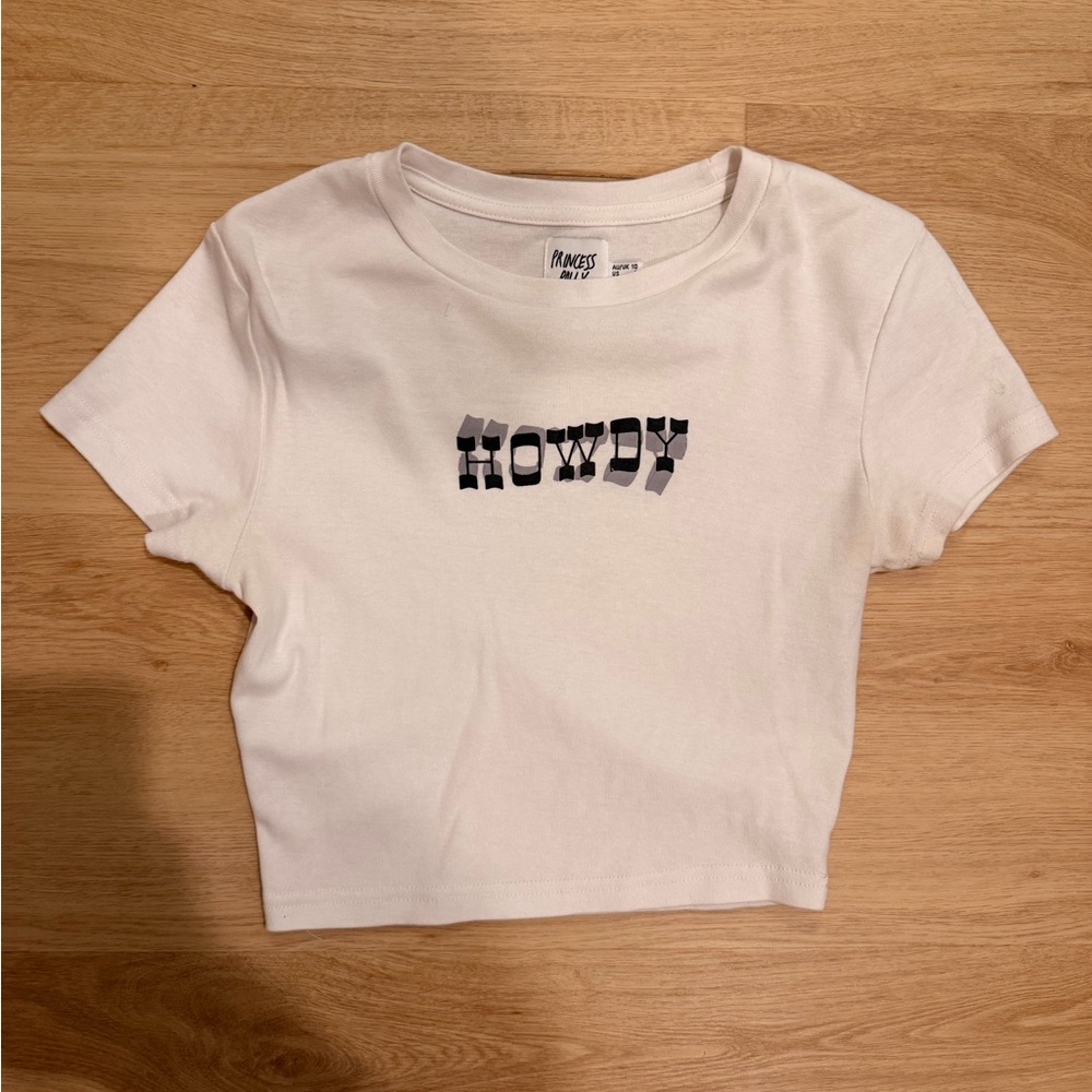 White "Howdy" Cropped Tee